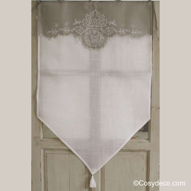 Brise-Bise Rideau Broderie et Cantonniere Taupe