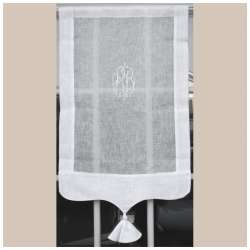 Brise-bise Lin Blanc Monogramme sur Mesure Marguerite