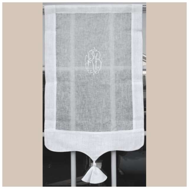 Brise-bise Lin Blanc Monogramme sur Mesure Marguerite