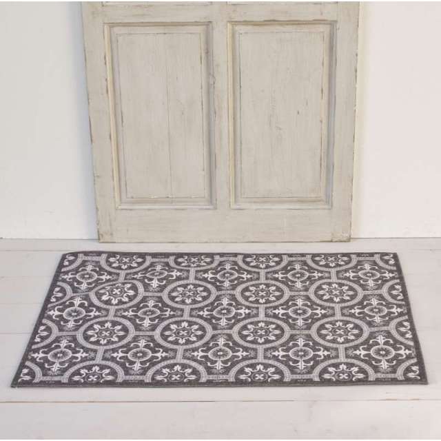 Tapis Carreaux de Ciment Gris lavable machine