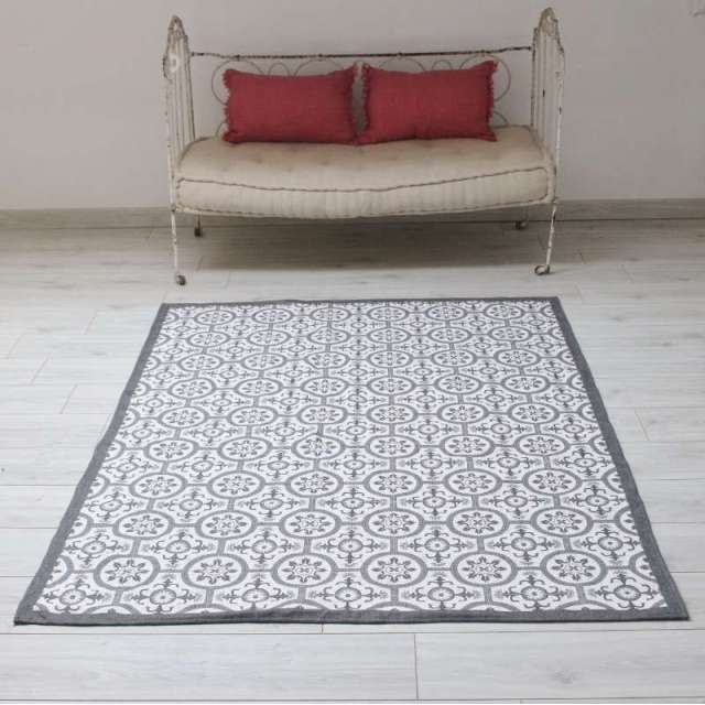 Tapis Carreaux de Ciment Gris blanc