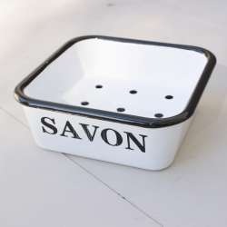 Porte Savon métal blanc retro chic