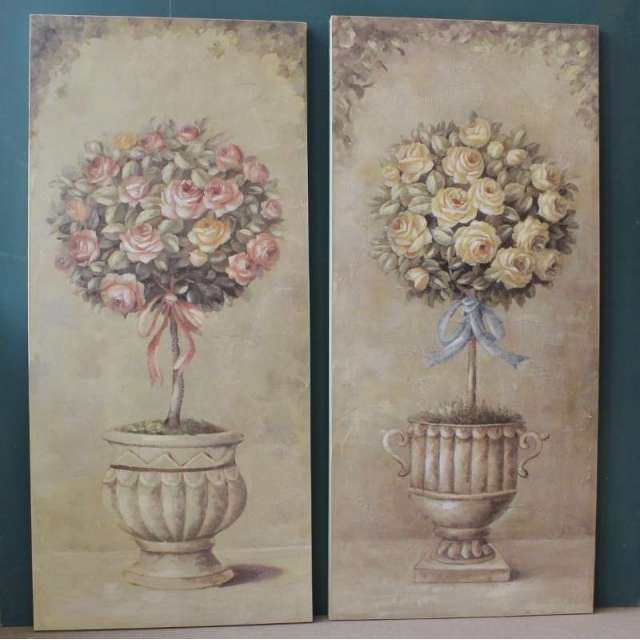 Duo de tableaux roses shabby chic