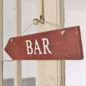 Plaque en Bois Rouge Bar