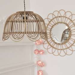 Abat-jour suspension lustre Rotin Bohême Chic 