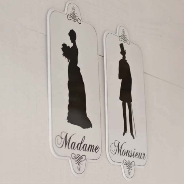 plaque toilettes silhouettes retro