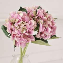 Hortensia rose et vert artificiel