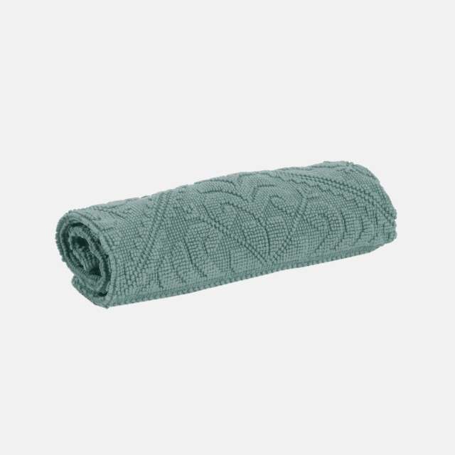 Tapis de bain vert de gris en éponge style hammam